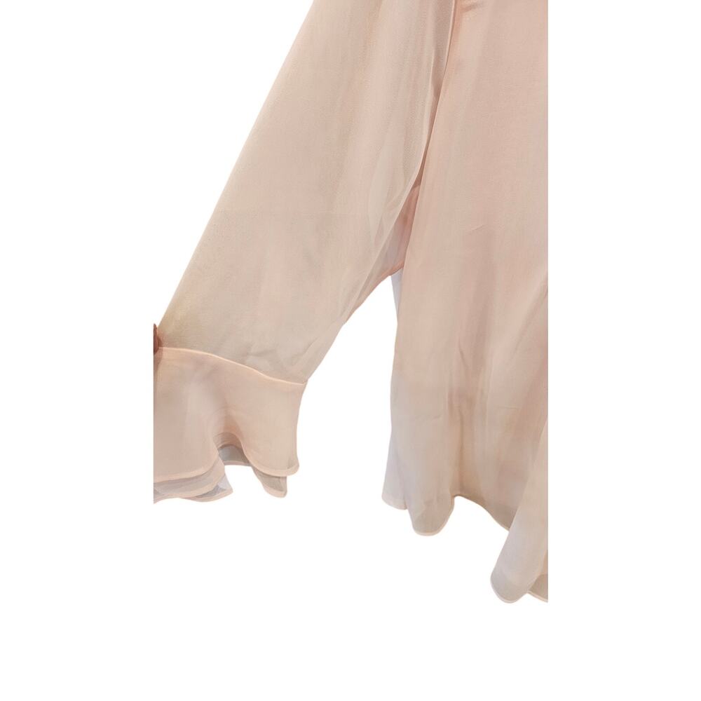 Charter club light pink peasant chiffon split neck sz XL career casual old money - Picture 4 of 8